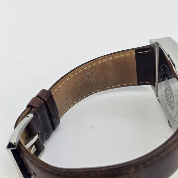 Vince Camuto Men's Watch 38MM Blue Dial Date Brown Leather Bands New Battery - Picture 13 of 15